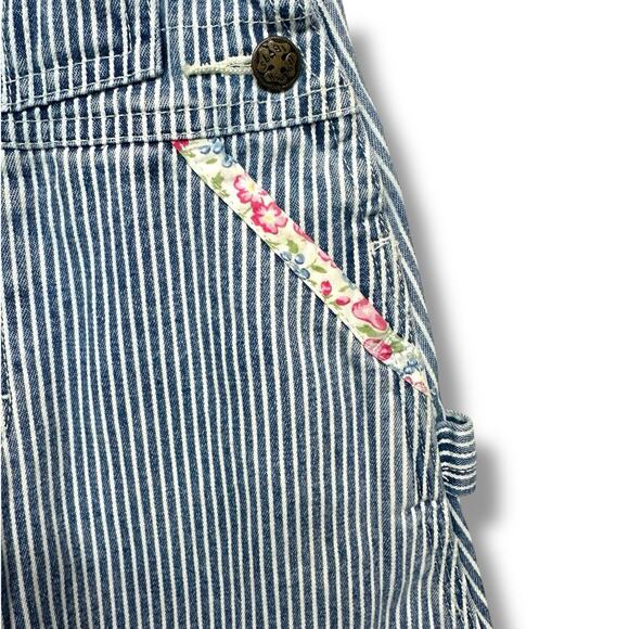 Vtg 80s OSH KOSH BGosh Jumper Overalls Dress Cotton Striped Floral Piping 18 mo - Picture 12 of 16